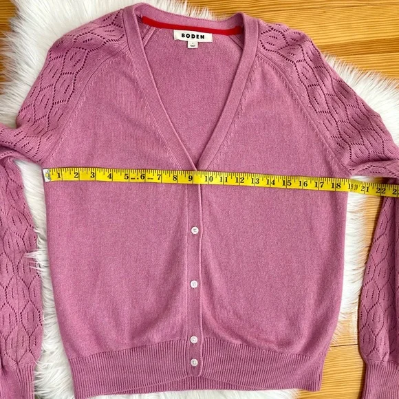 Boden Pointelle Sleeve Cardigan, Wool, Cotton & Cashmere blend - Picture 13 of 16